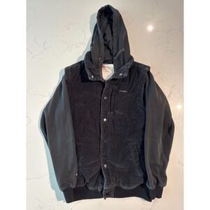 Matix Clothing Mens Black Corduroy Hooded Bomber Jacket Size Medium